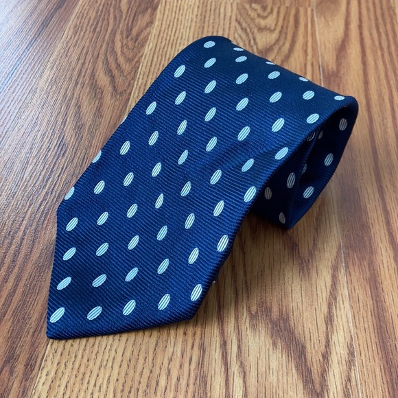 Lands' End Other - Lands End 100% Silk Blue White Polka Dot Tie